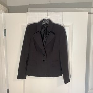 Anne Klein Notched Collar Two Button Lined Blazer Dark Gray Size 2